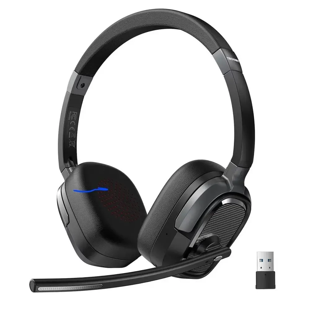 Wireless Headset with 50H Playtime & Mute for Office or Truckers